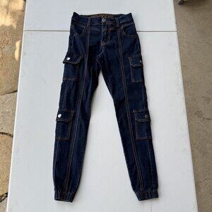 Dark Wash Cargo Joggers Size 00